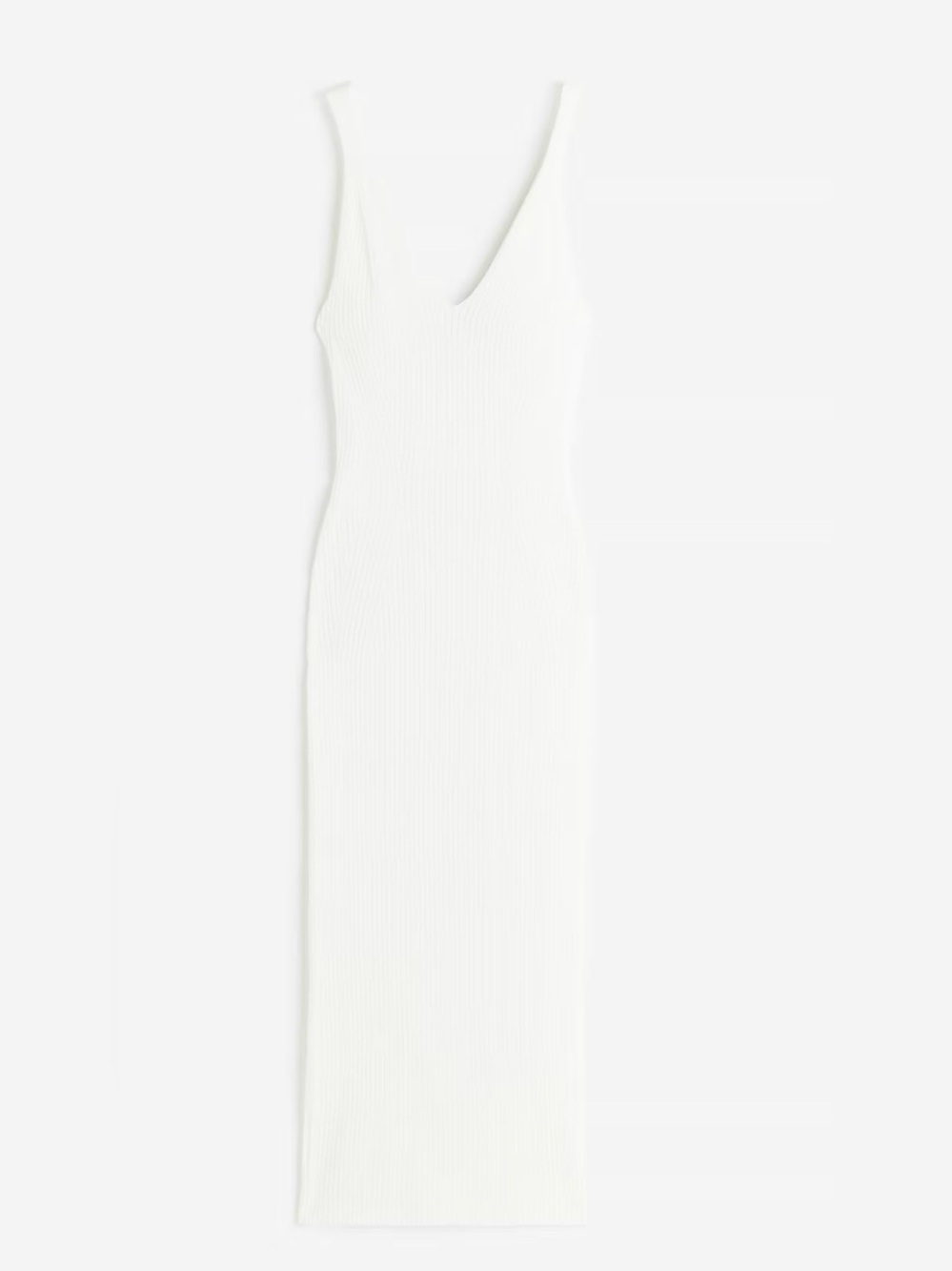 H&M Divided White Ribbed V-Neck Tank Dress